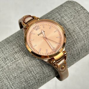 Fossil Watch Womens 27mm Georgia Mini Rose Gold Tone Quartz New Battery READ